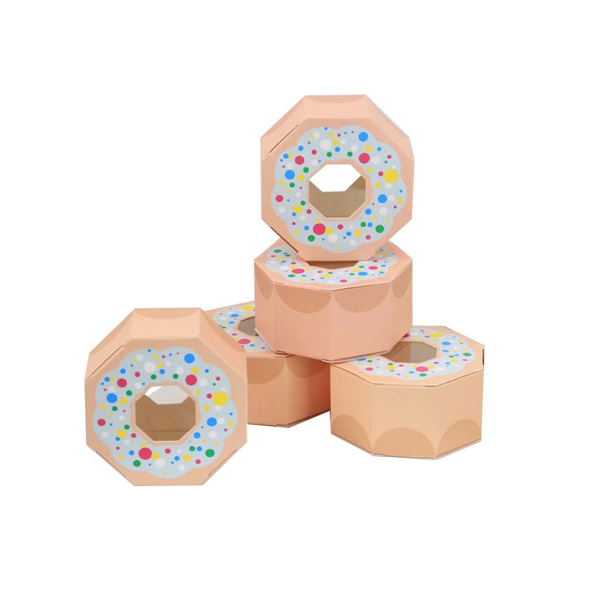 High-Quality Paper Fun Doughnut-Shaped Candy Boxes for Parties 100pcs