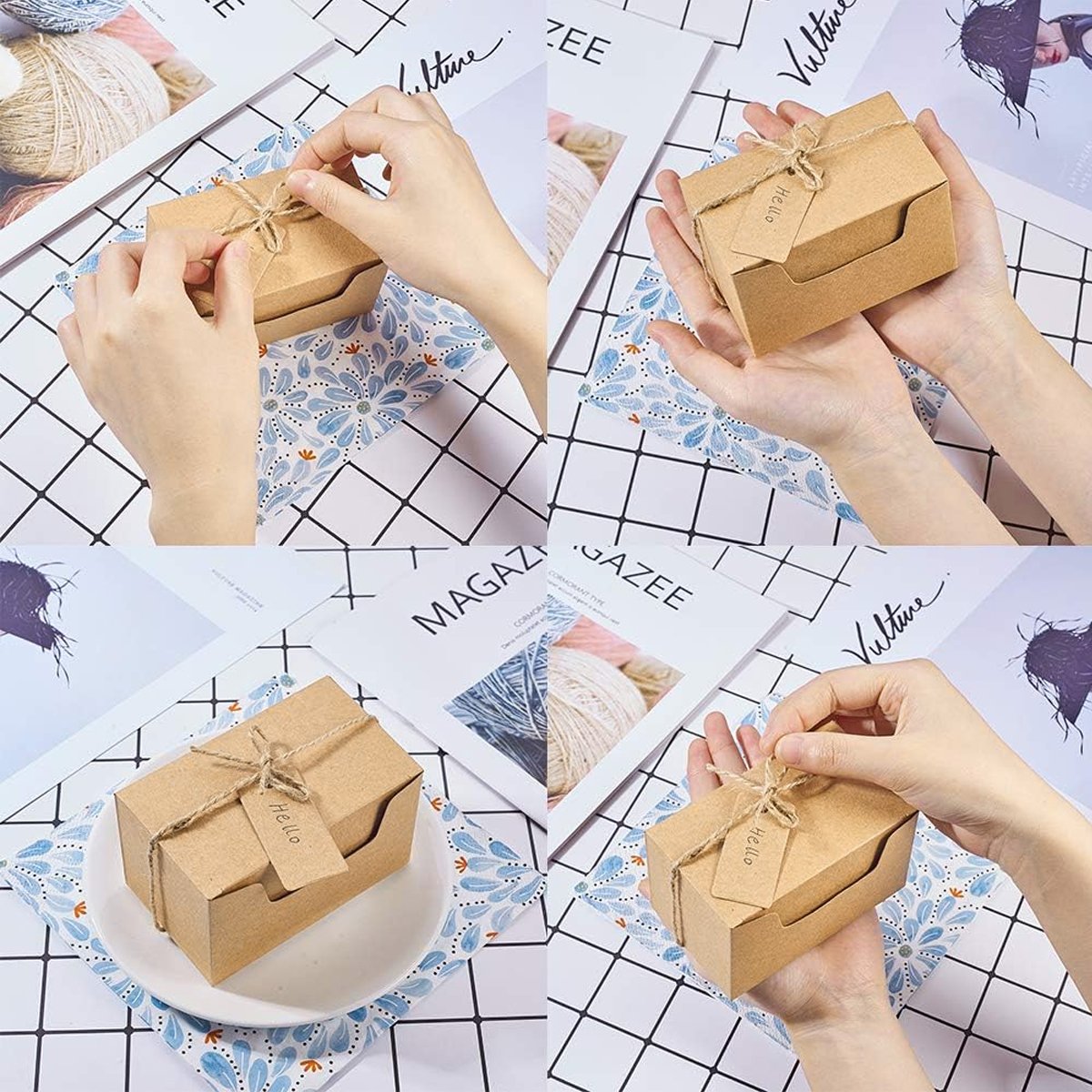 Eco-Friendly Kraft Paper Small Gift Boxes for Parties and Weddings 50pcs