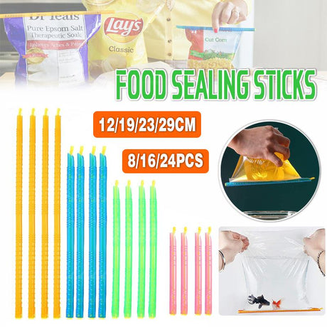 8/16/24PCS Kitchen Sealing Sticks Reusable Clips Lock Rod Bags Sealer