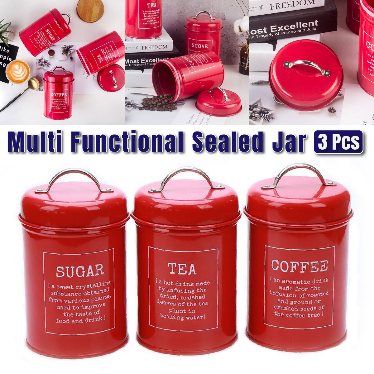 Sealed Jars with Airtight Lids 3PCS