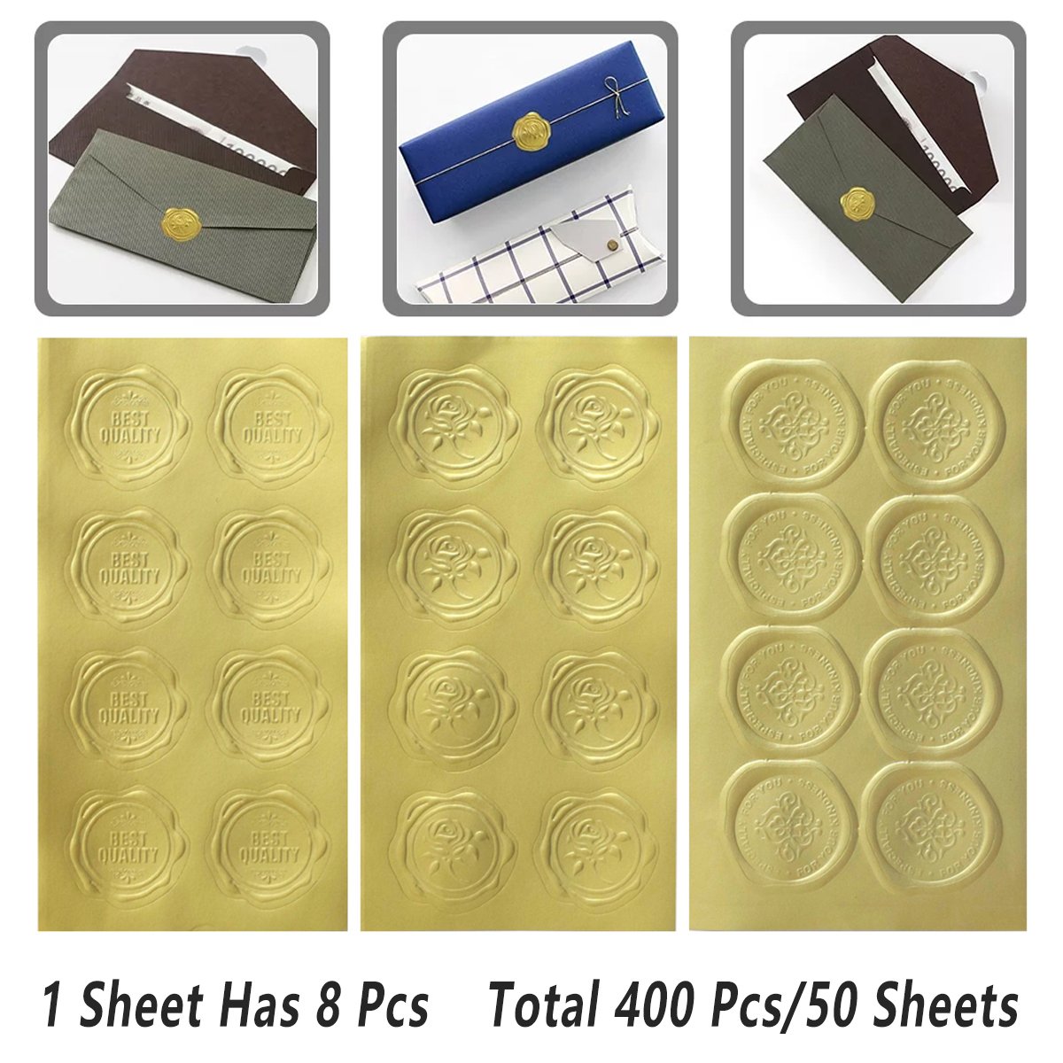 Elegant Self-Adhesive Golden Stickers for Packaging 400pcs