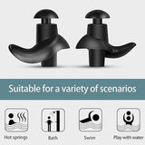 Waterproof Silicone Swimming Earplug Set  Soundproof Earplugs with Nose Clip Black 1 Pair of