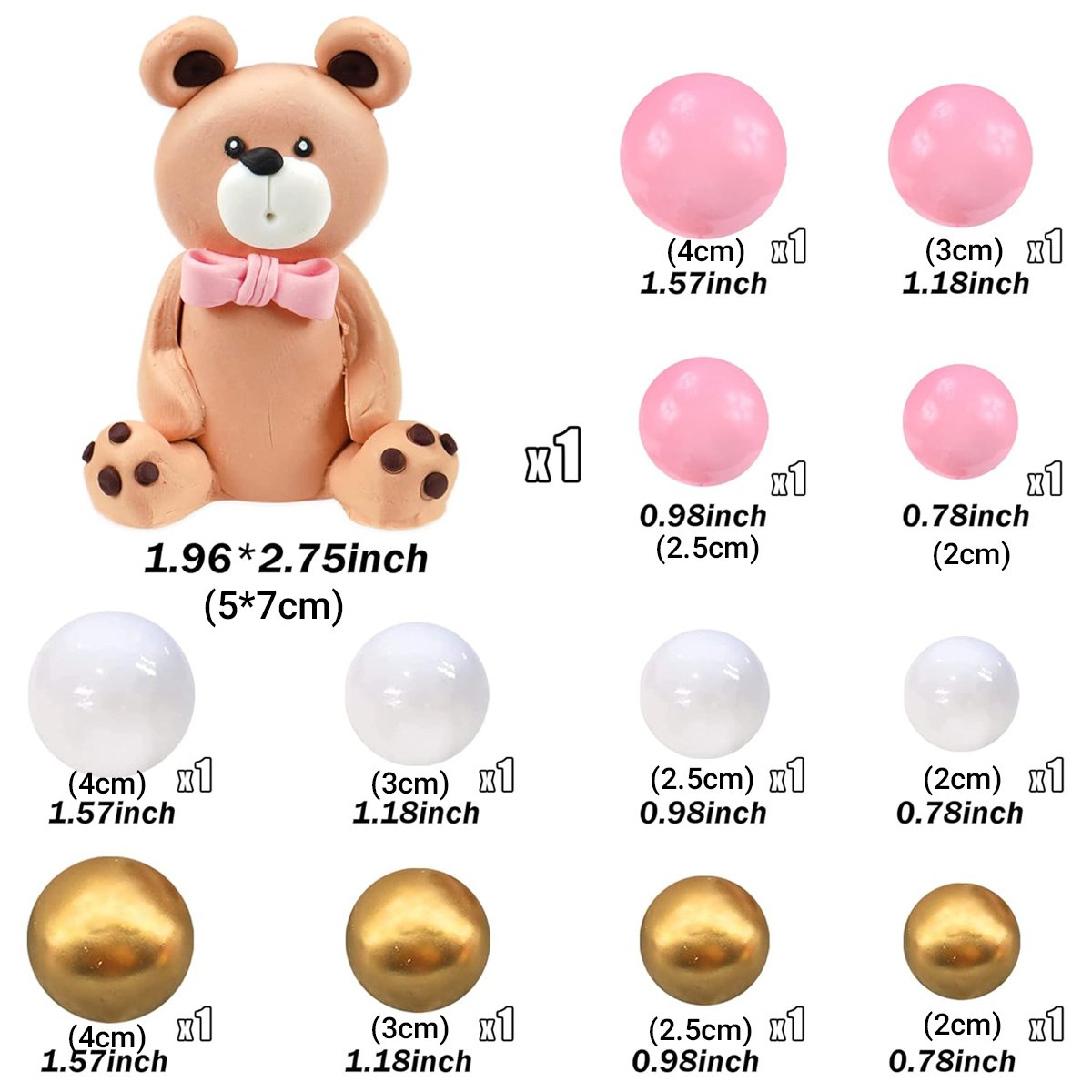 Bear Cake Decorations Supplies 13PCS