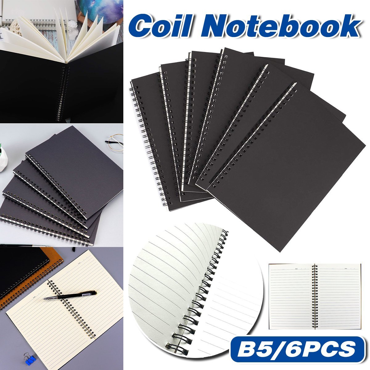 B5 Spiral Notebooks 6PCS