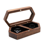 Black Walnut Wooden Ring Box Jewelry 1Pack