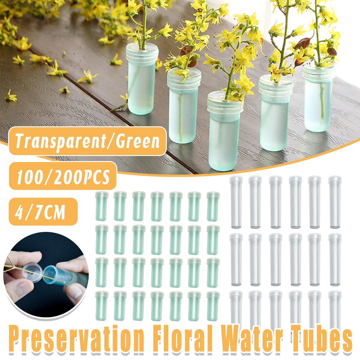 100/200PCS Flower Fresh Keeping Tube Floral Bouquet Nutrition Water Care Supply