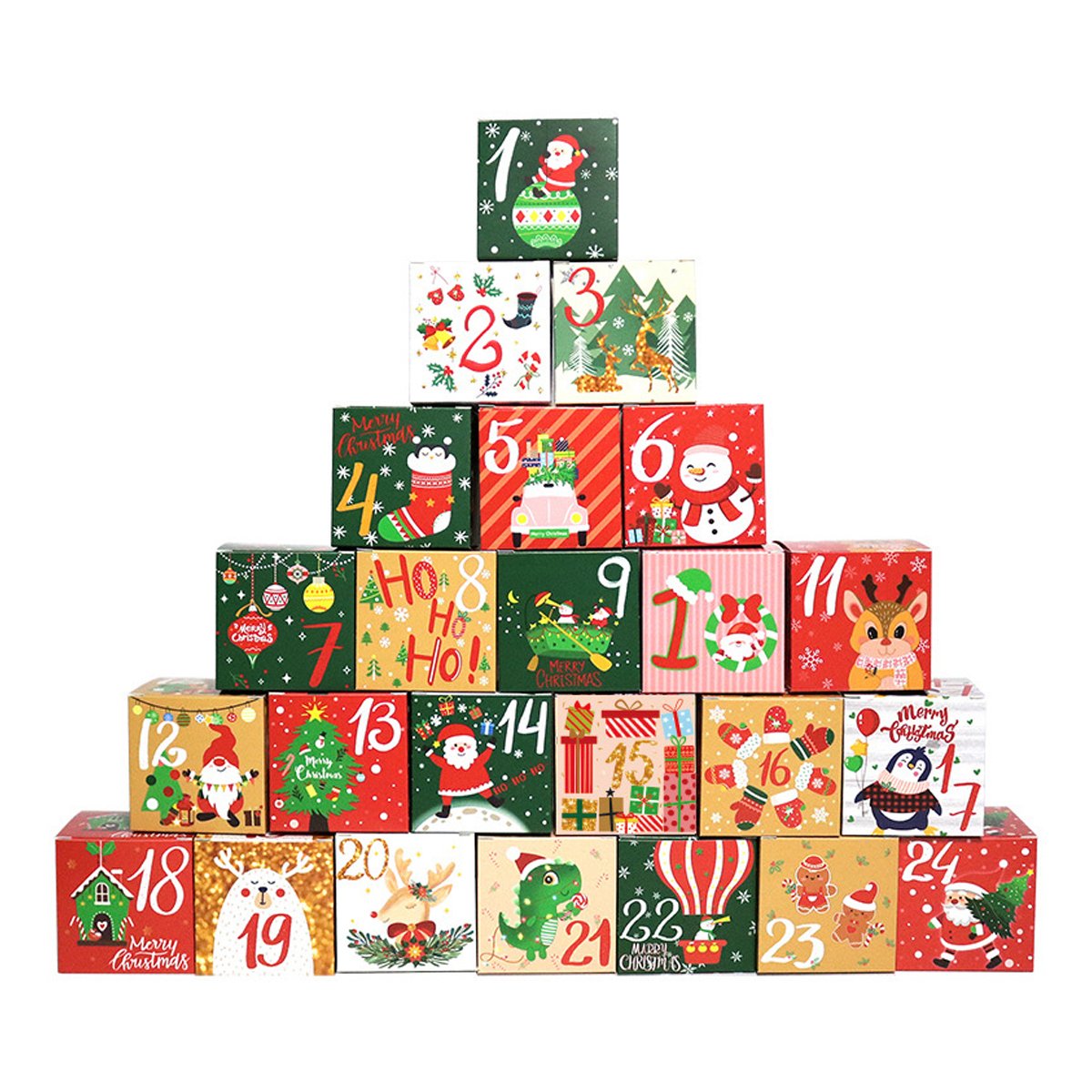 Countdown to Christmas with this festive set of 24 Christmas Candy Boxes! 