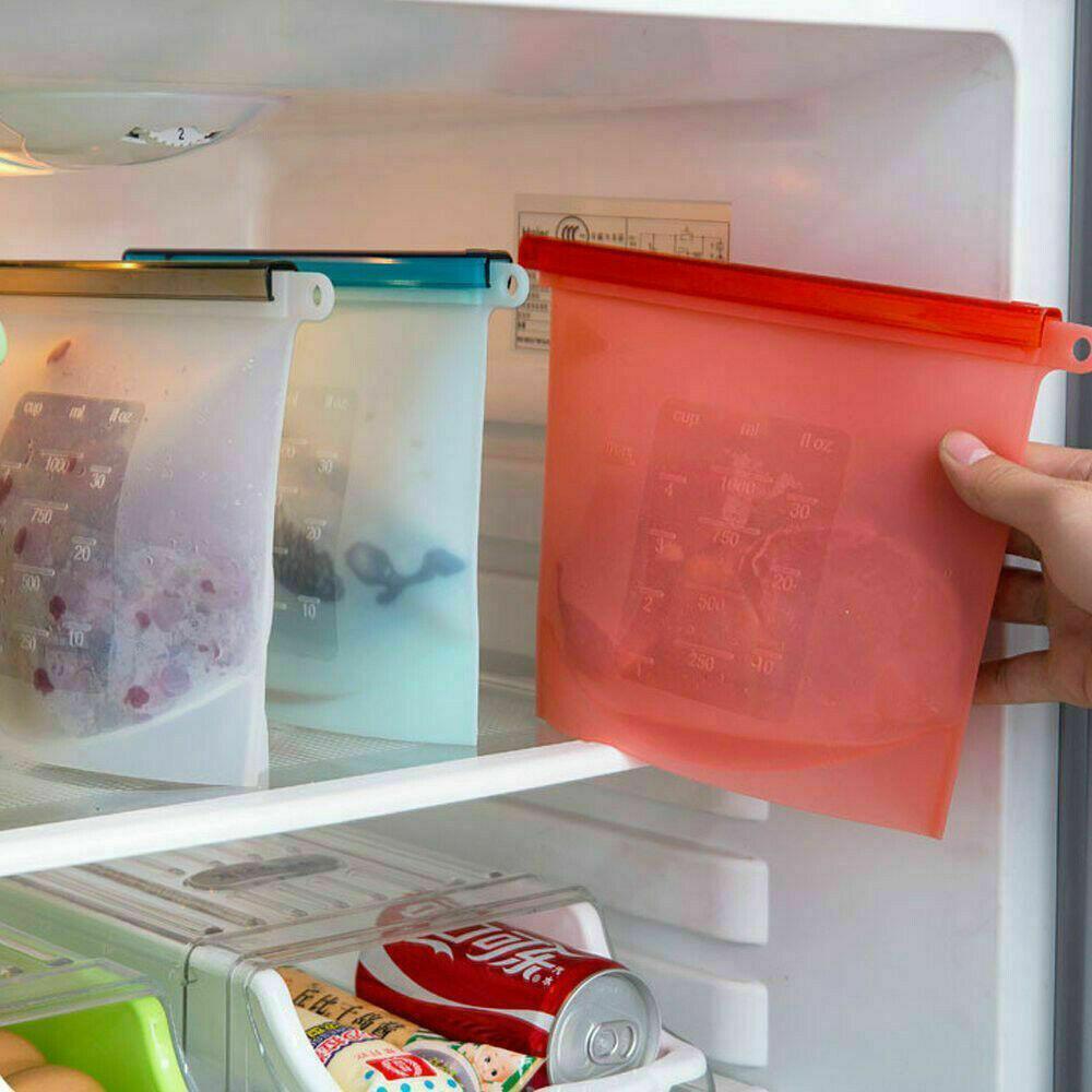 Reusable Silicone Food Storage Bags Leak proof Microwave Freezer Freshness Safe