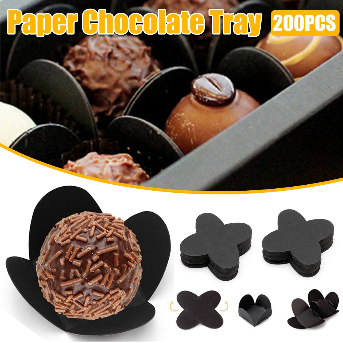 Food-Grade Paper Folding Trays for Chocolate Display 200pcs