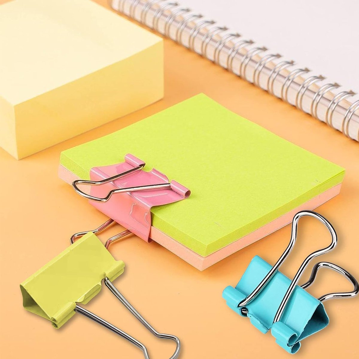 Durable Tempered Steel Colourful Binder Clips for Document Organization 12pcs