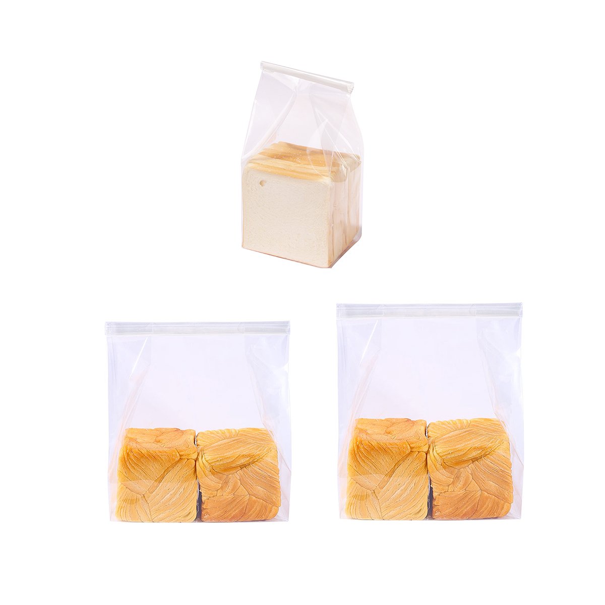 50pcs Resealable Clear Bread Toast Bags Food Storage Airtight Packaging Bags