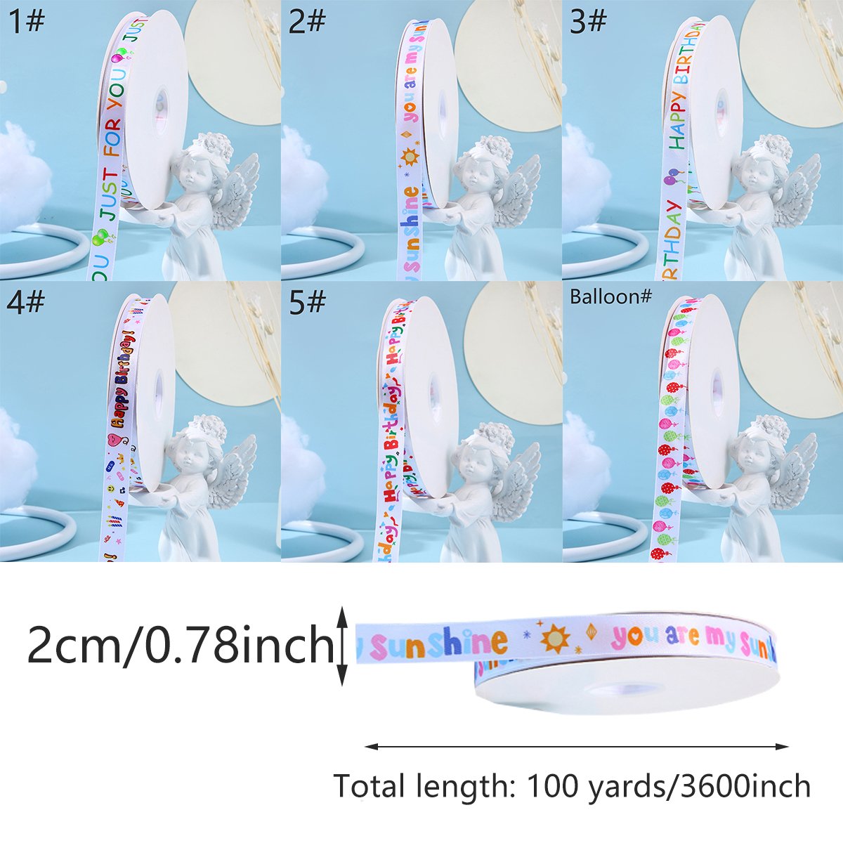 Polyester Happy Birthday Ribbon for Decorations 2CM*100Yard