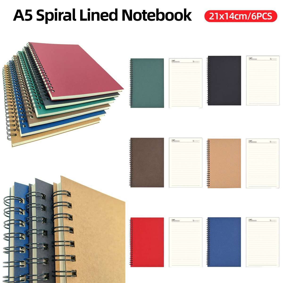 A5 Spiral Notebooks 6PCS