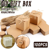 Rustic Kraft Paper Wedding Favour Gift Boxes with Jute String 100pcs