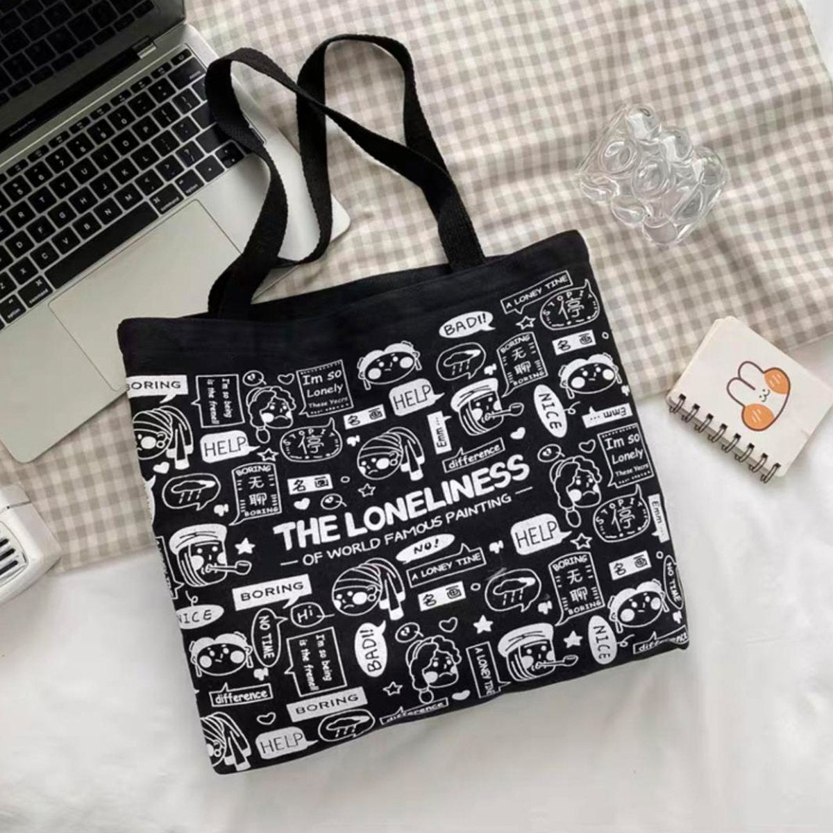 High-Quality Durable Canvas Shoulder Bags for Students and Shoppers 1pc