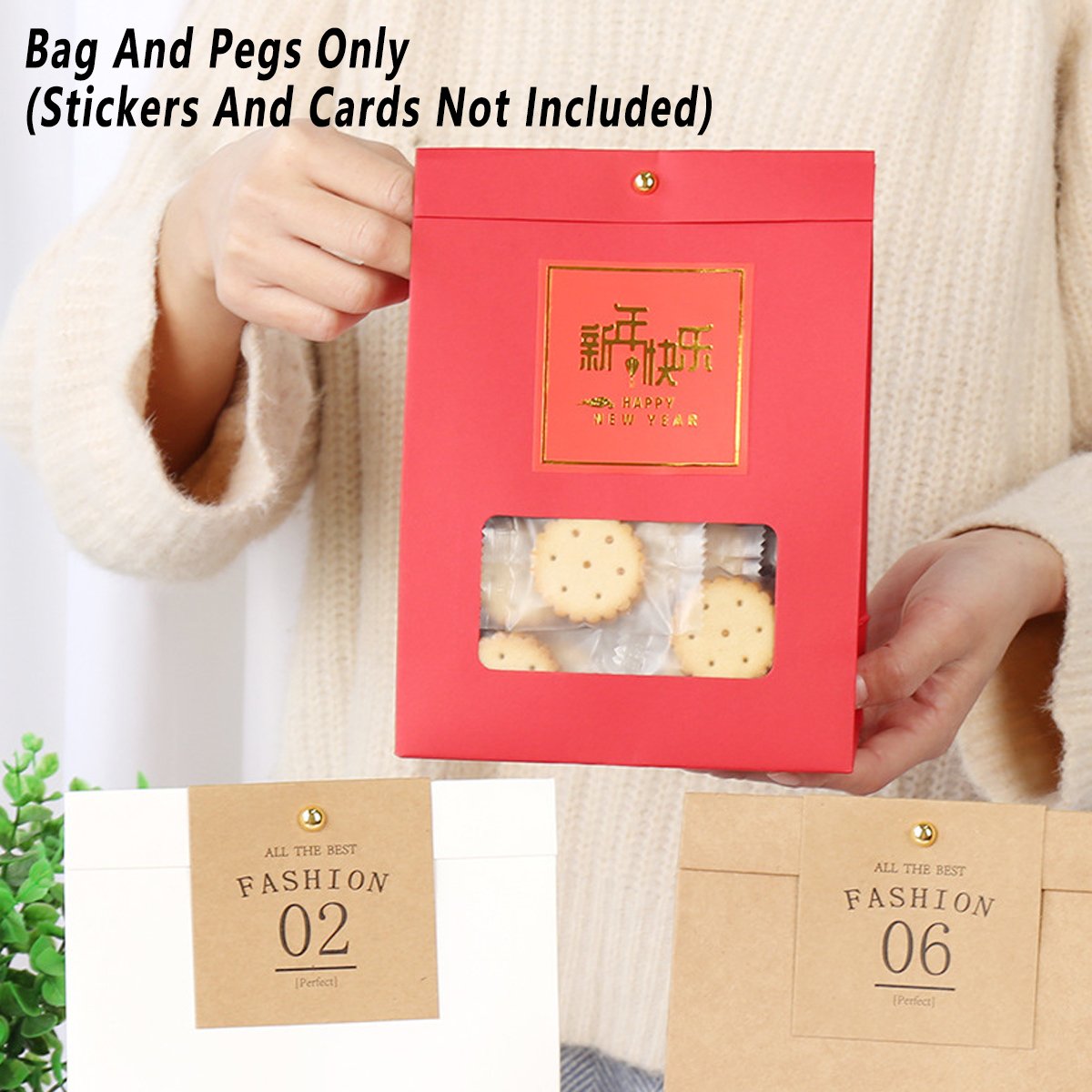 Snowflake Crisp Packaging Bag Candy Self-supporting Bag Kraft Paper Bag Window Nougat Candy Biscuit Bag