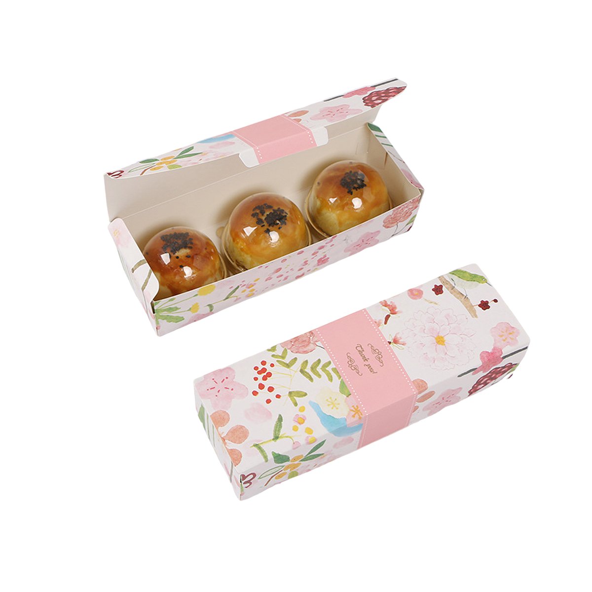 Long Strip Pastry Boxes Food-Grade Cardboard Elegant Design 25pcs