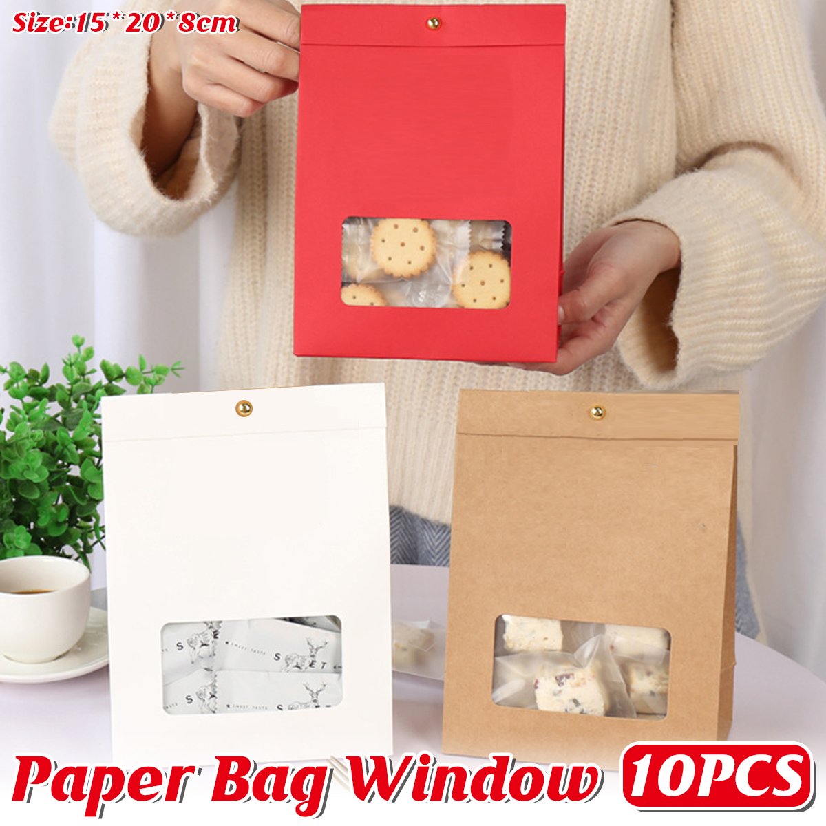 Snowflake Crisp Packaging Bag Candy Self-supporting Bag Kraft Paper Bag Window Nougat Candy Biscuit Bag