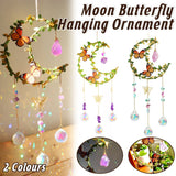 Sun Catcher Butterfly Flower Crystal Moon Wind Chimes Natural Garden Pendant