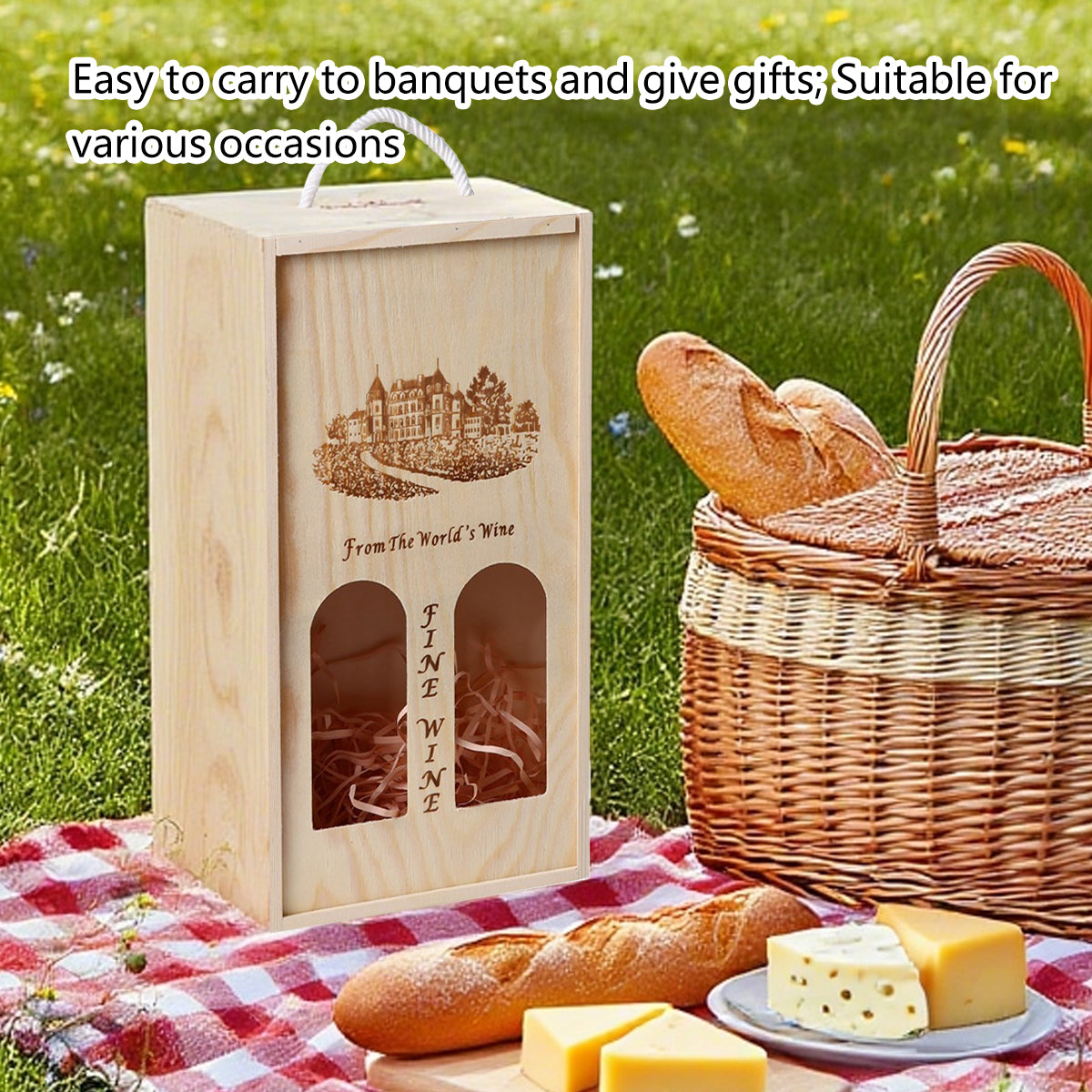 Wooden Wine Box Durable Exquisite Packaging Case for Wine Storage