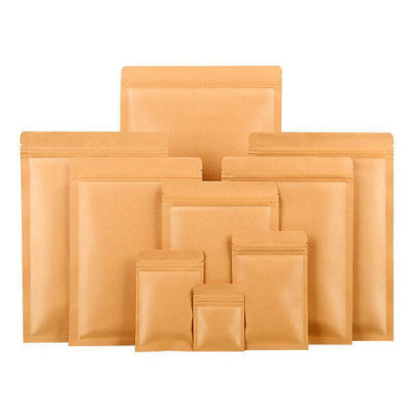 Set of durable brown kraft paper bags with aluminum foil