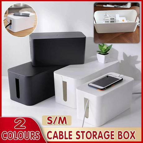 Large Cable Management Box 1PC 2Sizes 2Colours Cord Tidy Organizer Socket - Discount Packaging Warehouse