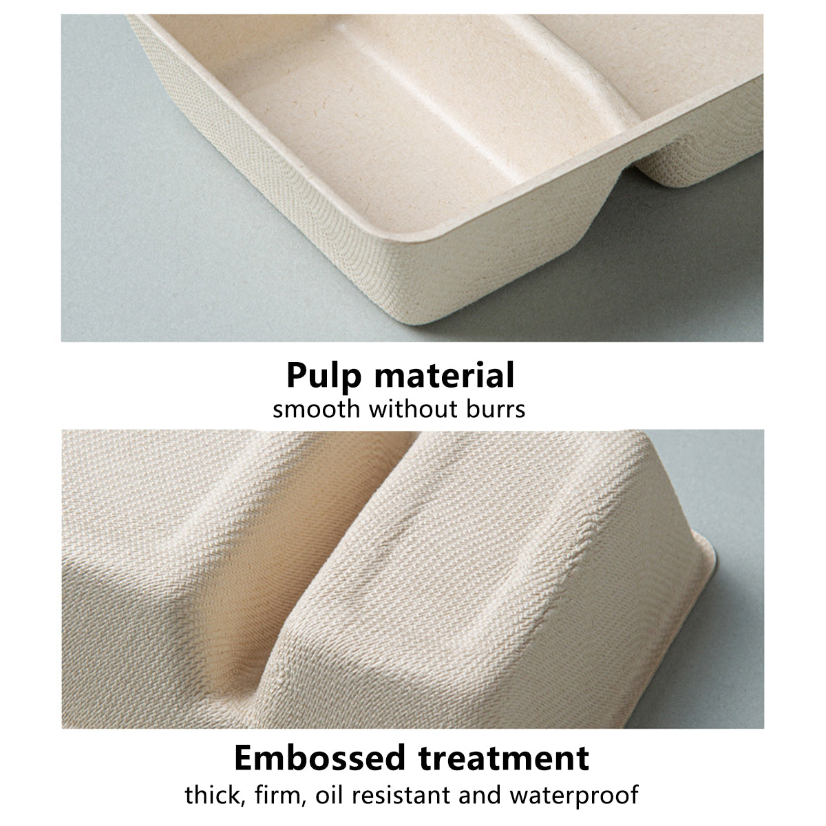 30PCS Disposable Pulp Three Compartment Dip Box for Sushi BBQ Condiment