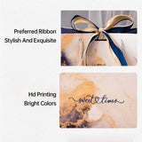 Marble Texture Gift Bag with Ribbon 10pcs White Card Paper