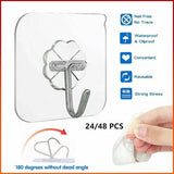 Versatile clear adhesive hooks for easy and damage-free hanging