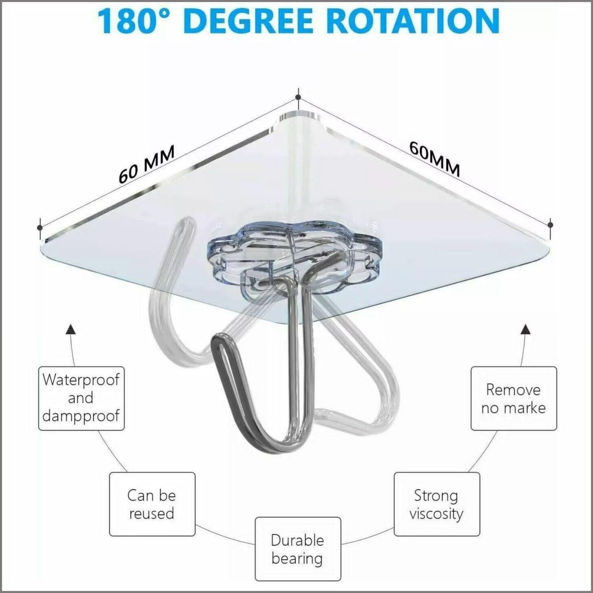 Versatile clear adhesive hooks for easy and damage-free hanging