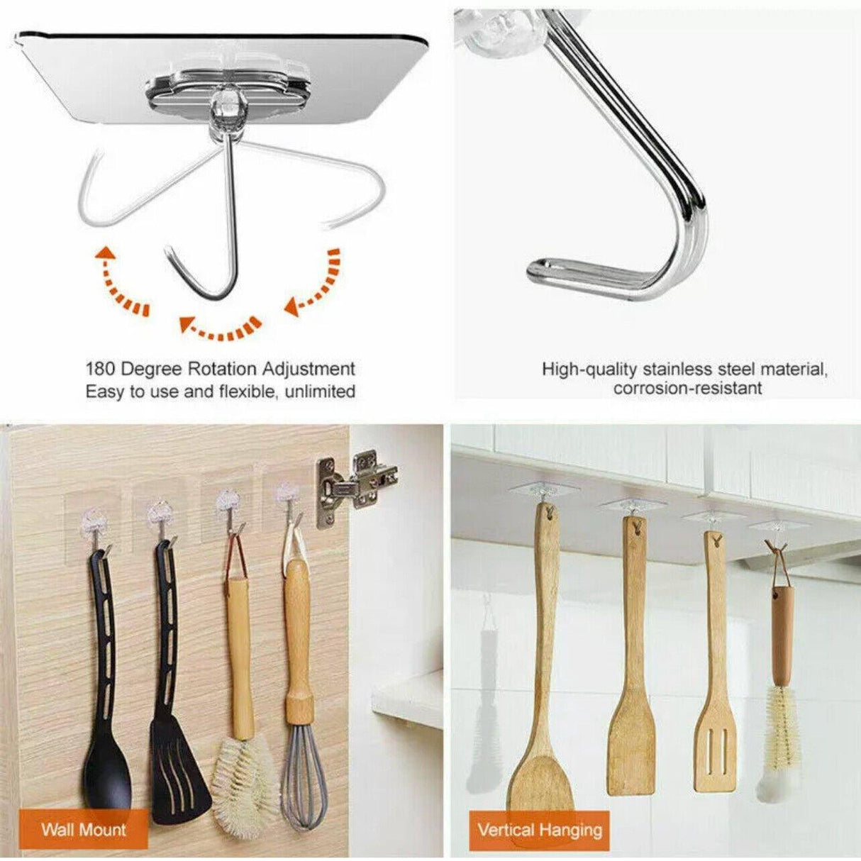 Versatile clear adhesive hooks for easy and damage-free hanging