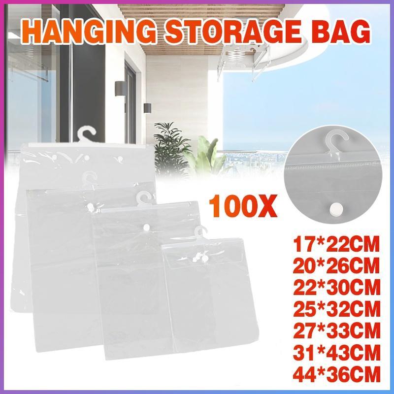 Efficiently organized Hanging Storage Bags in a neatly arranged closet