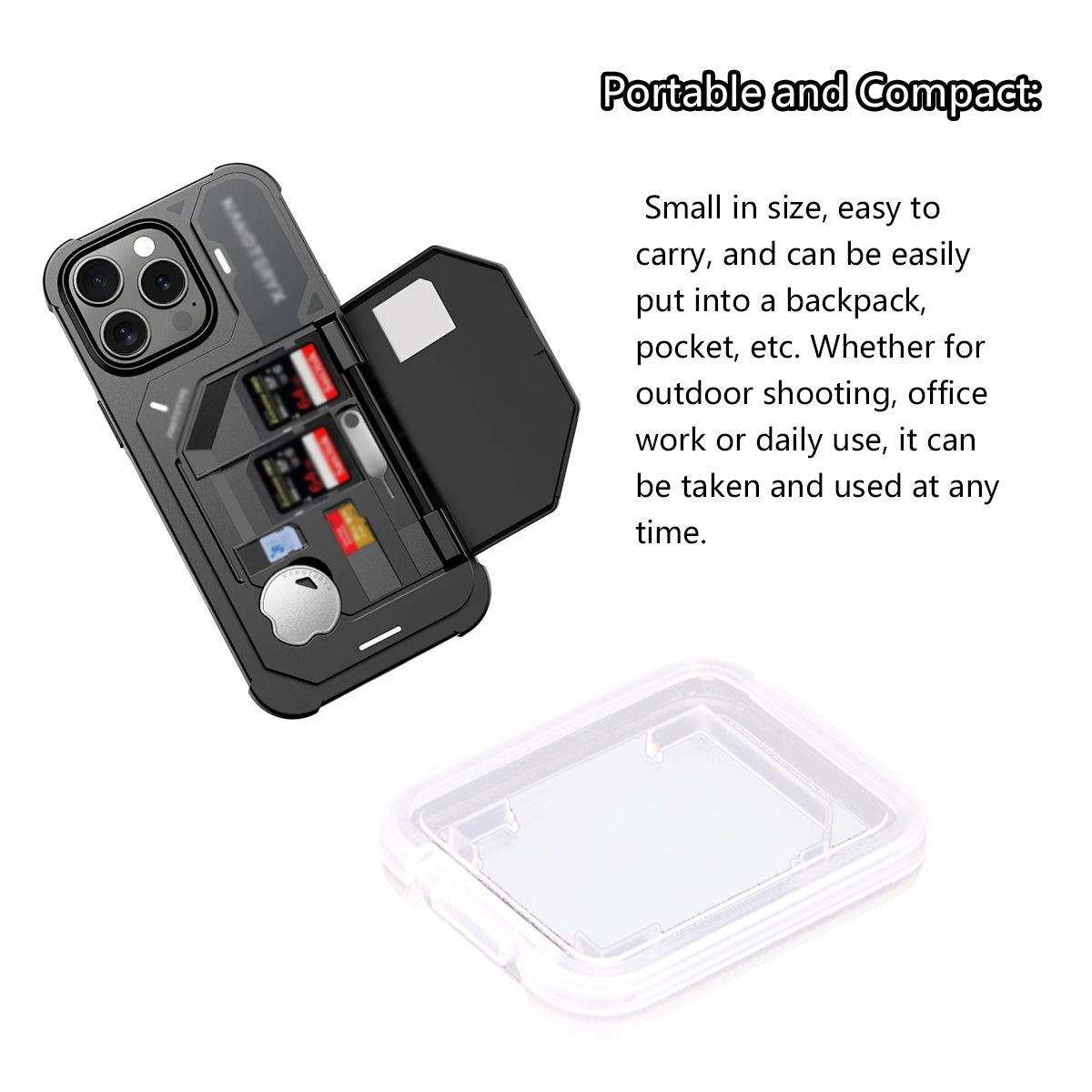20 PCS Plastic SD Card Storage Case Dustproof Design for Memory Card Organizing