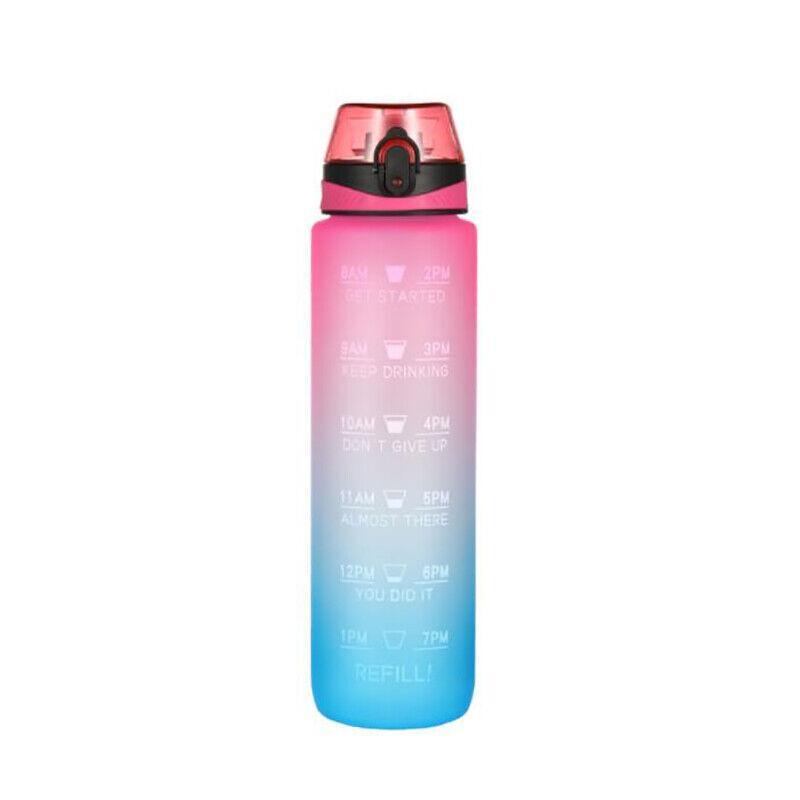 Motivational Water Bottle 1PC 1L 6Colours Time-Marked BPA-Free - Discount Packaging Warehouse