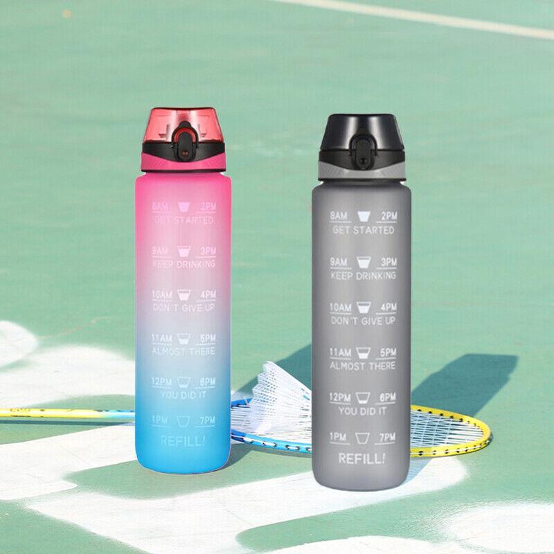 Motivational Water Bottle 1PC 1L 6Colours Time-Marked BPA-Free - Discount Packaging Warehouse