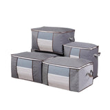 Grey non-woven fabric blanket storage bags with secure zippers for easy storage