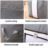 Grey non-woven fabric blanket storage bags with secure zippers for easy storage