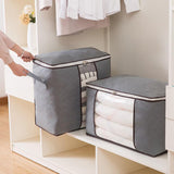 Grey non-woven fabric blanket storage bags with secure zippers for easy storage