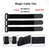 Nylon Cable Ties 10-50PCS 2Sizes Reusable Cable Organiser Black - Discount Packaging Warehouse