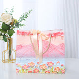 Oil Painting Pattern Gift Paper Bags 50PCS White Cardboard for Gifts