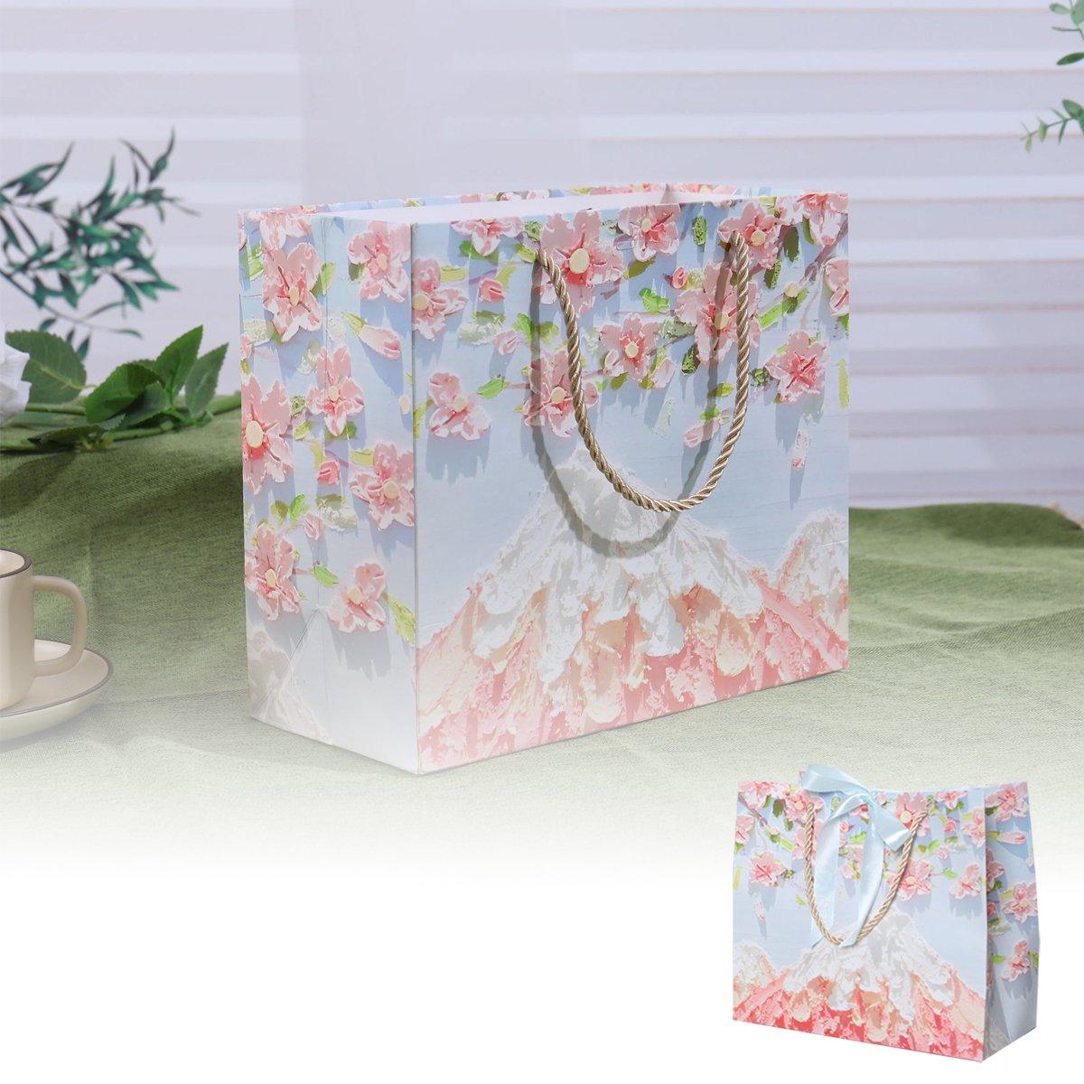 Oil Painting Pattern Gift Paper Bags 50PCS White Cardboard for Gifts