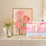 Oil Painting Pattern Gift Paper Bags 50PCS White Cardboard for Gifts