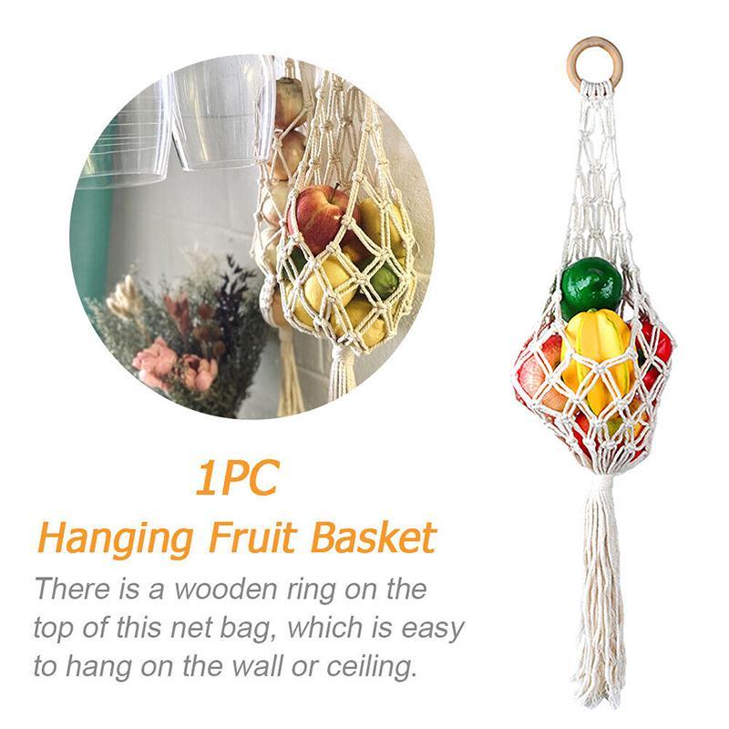 Elegant and spacious three-tier hanging fruit basket in a kitchen