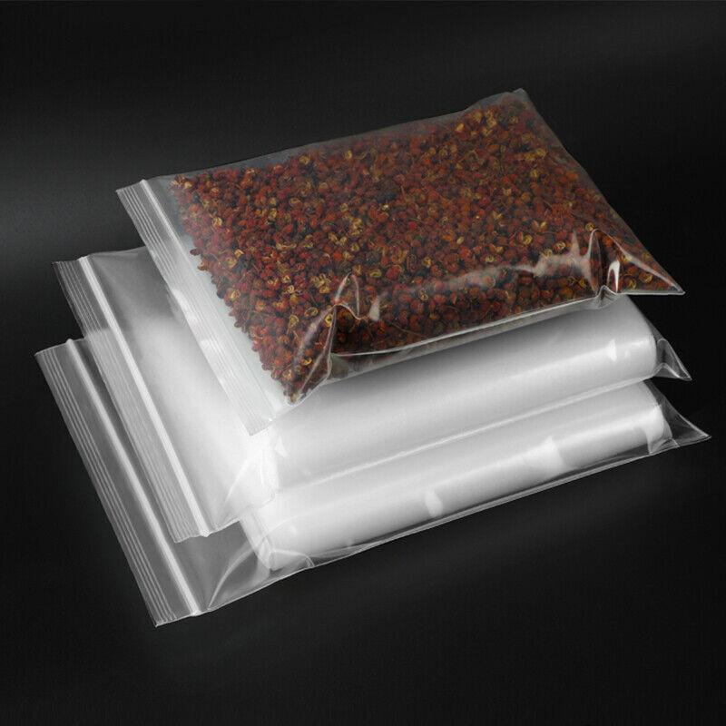 A variety of small items neatly organized in clear small ziplock pouches, showcasing their versatility and convenience.