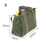 Durable canvas tool bag with multiple compartments and sturdy handles