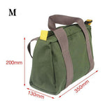 Durable canvas tool bag with multiple compartments and sturdy handles