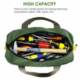 Durable canvas tool bag with multiple compartments and sturdy handles