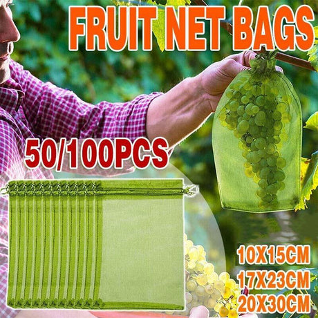 Organza Fruit Protection Bags 50-100PCS 3Sizes Green - Discount Packaging Warehouse