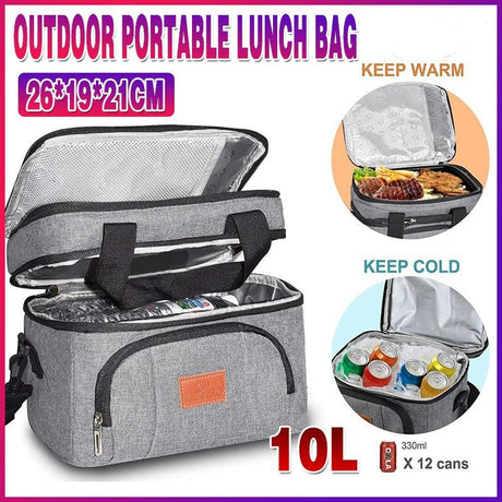 Outdoor Picnic Bag 1PC 10L 26x19x21cm Thermal Insulated Food Container Cooler Bag - Discount Packaging Warehouse