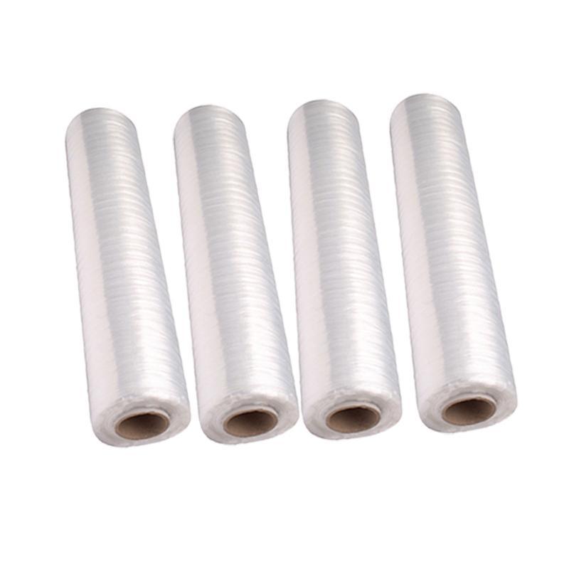Clear and durable stretch wrap securing packages